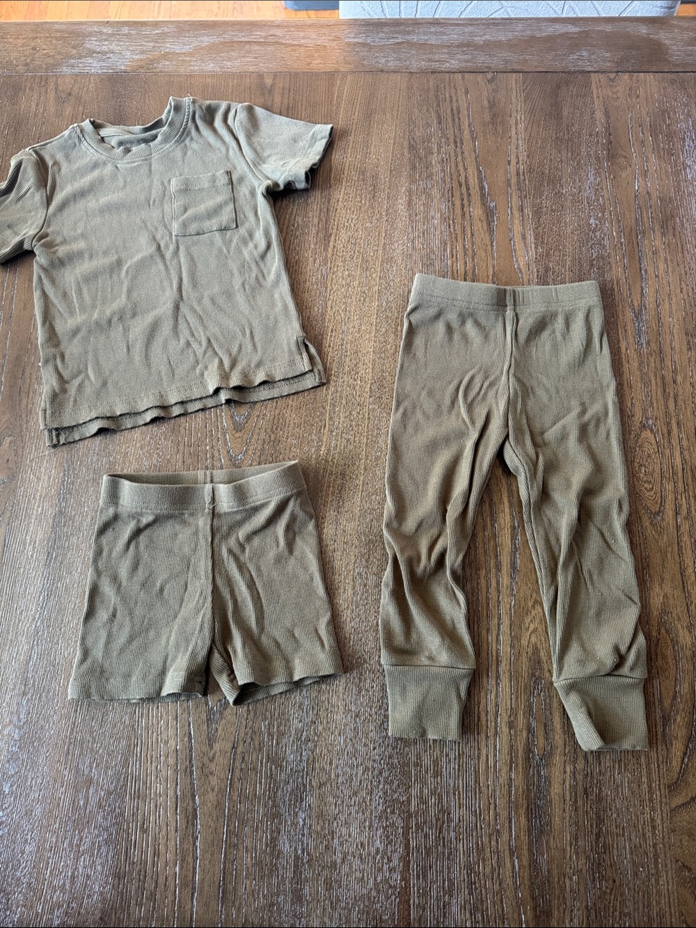 3-Piece Little Bipsy Olive Green Kids ribbed Set